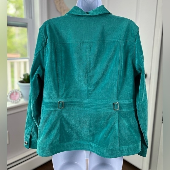 Christopher & Banks Spring Emerald Corduroy Silver Accent Zip Up Jacket Size P/L - Picture 6 of 15